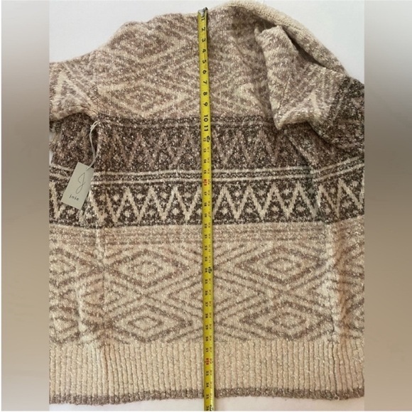 Joie Cardigan Intarsia Sweater NWTI ivory brown size Medium - Picture 5 of 9
